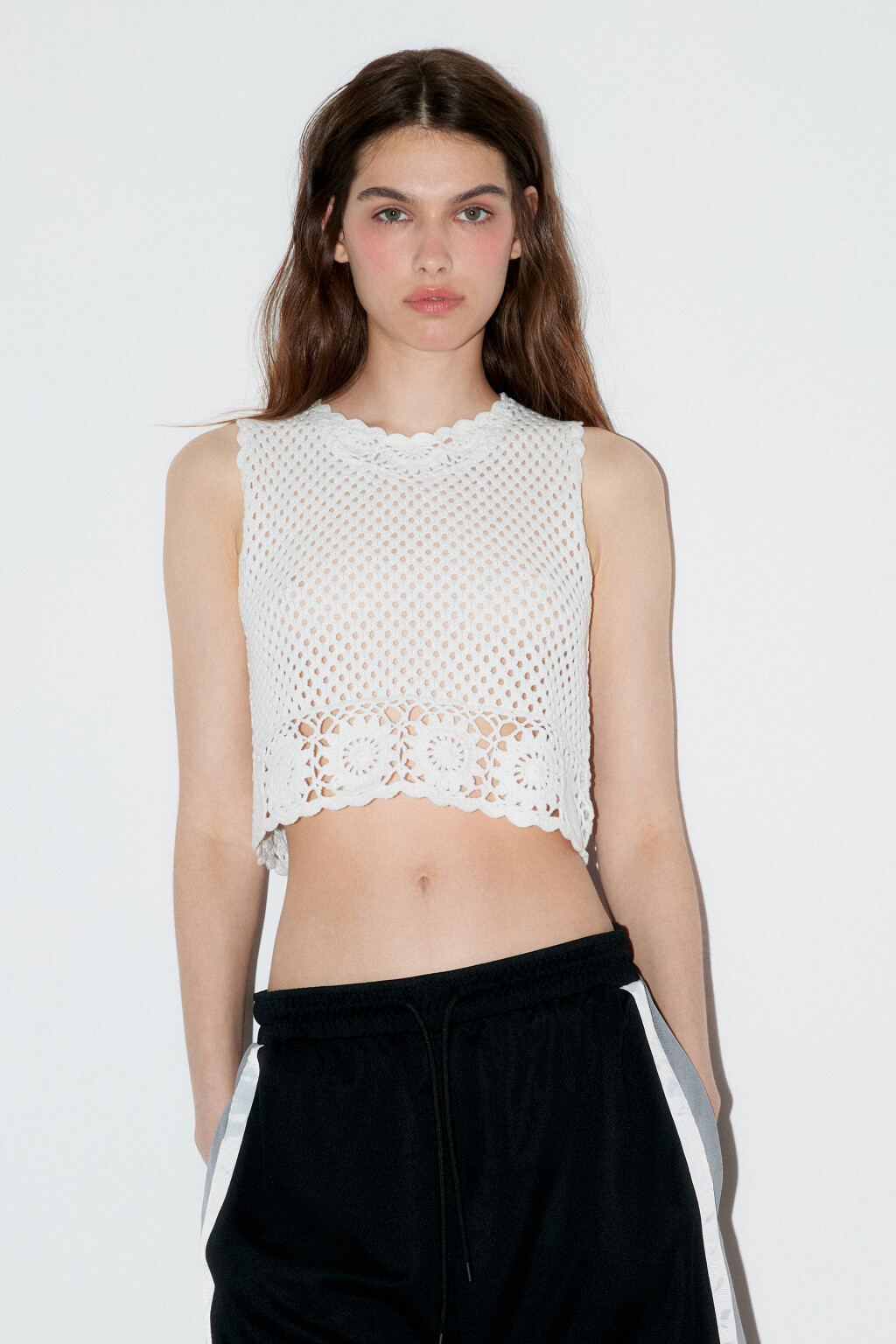 Топ-майка ажурный свободный - цвет молочный - 3