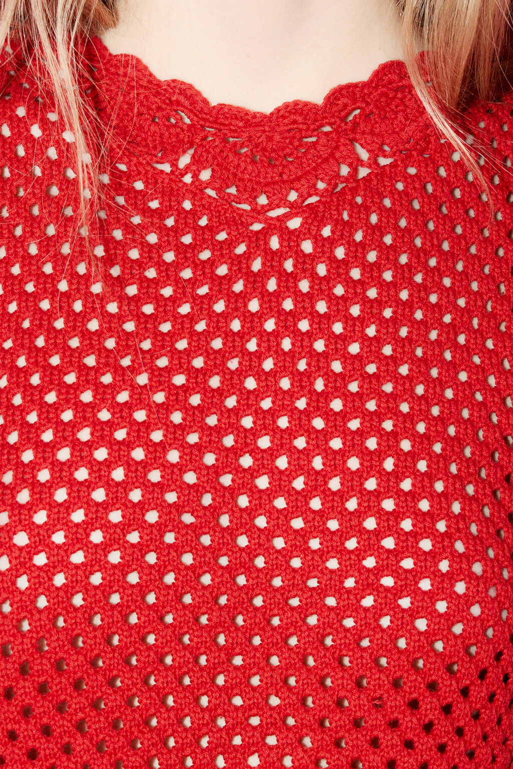 Топ-майка ажурный свободный - цвет красный - 5