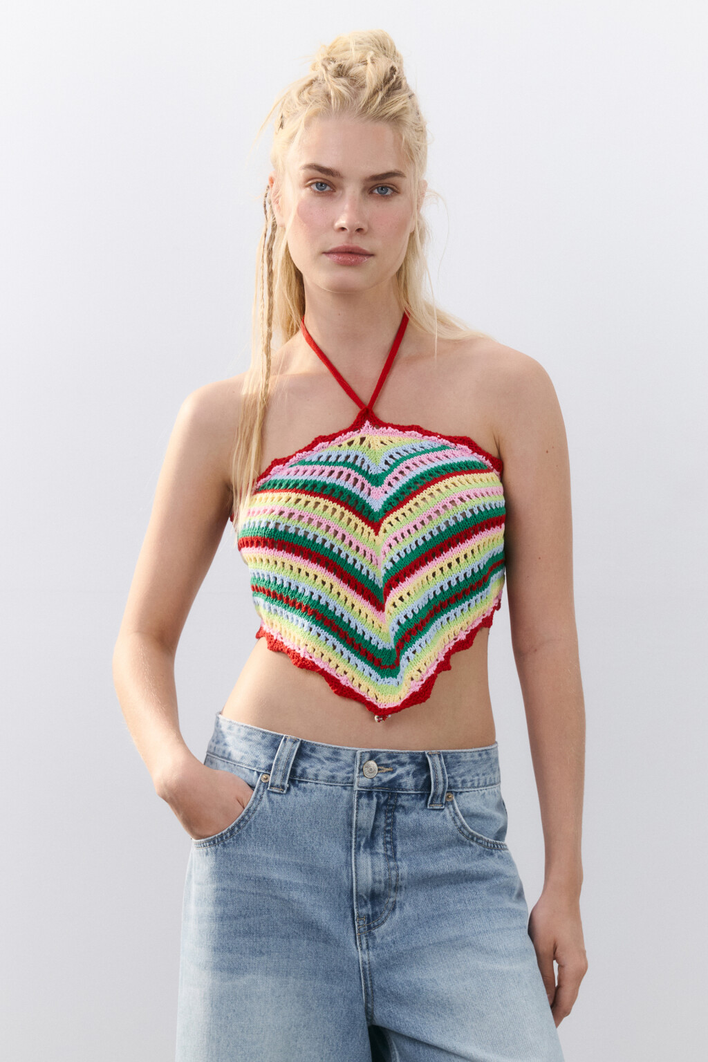 Топ-бандана ажурный с завязками - цвет мультиколор - 2