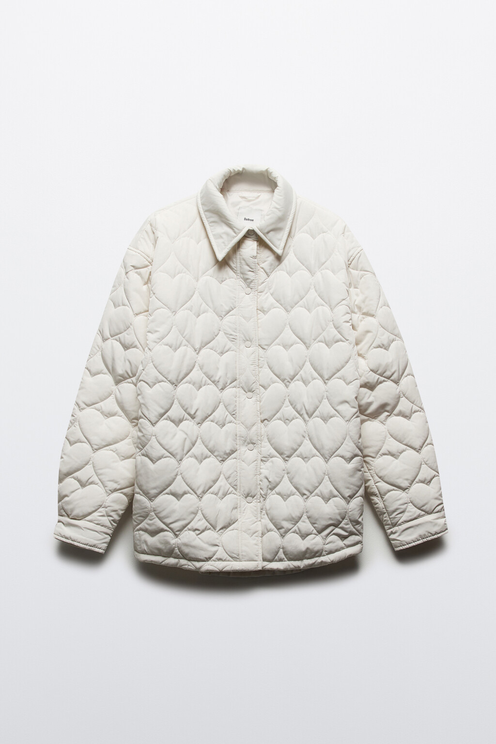 Куртка-рубашка стеганая в сердечко - цвет молочный - 8
