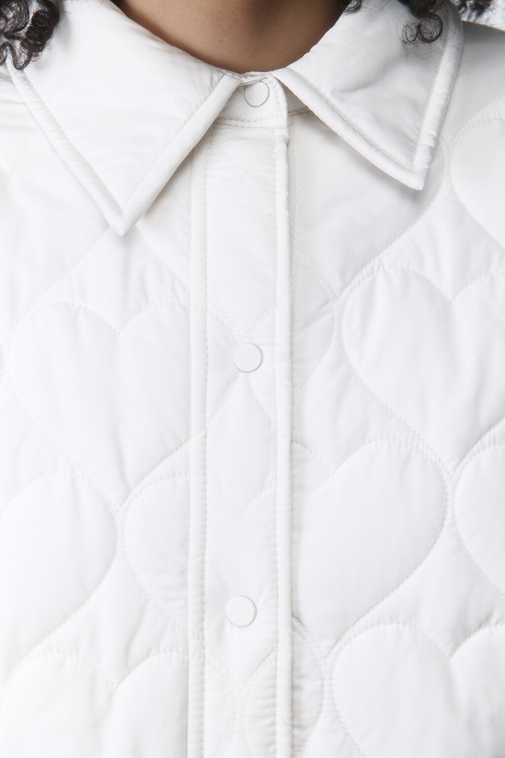 Куртка-рубашка стеганая в сердечко - цвет молочный - 5