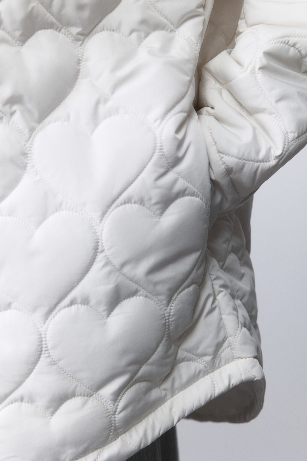 Куртка-рубашка стеганая в сердечко - цвет молочный - 6