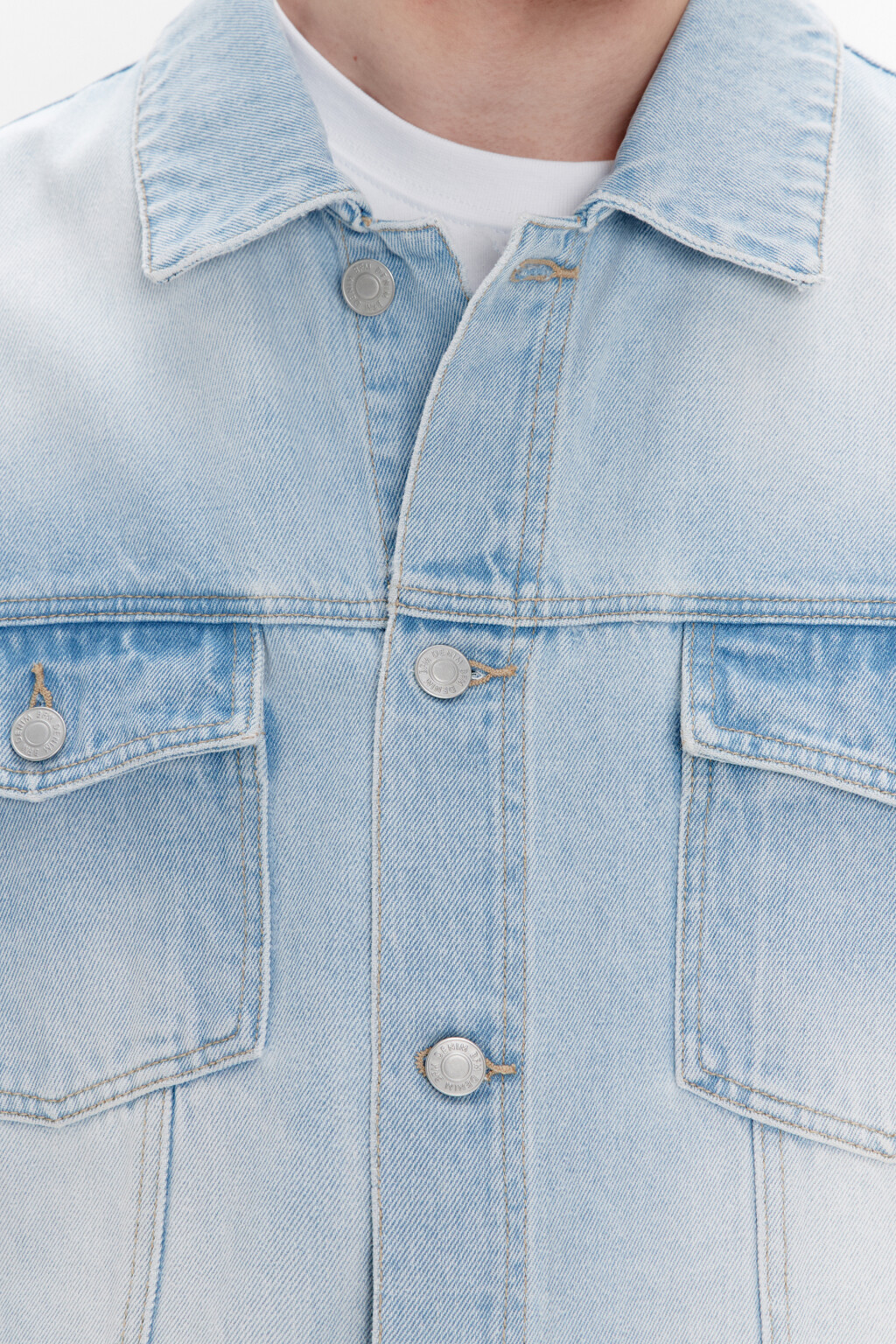 Куртка-рубашка джинсовая с карманами - цвет голубой - 6