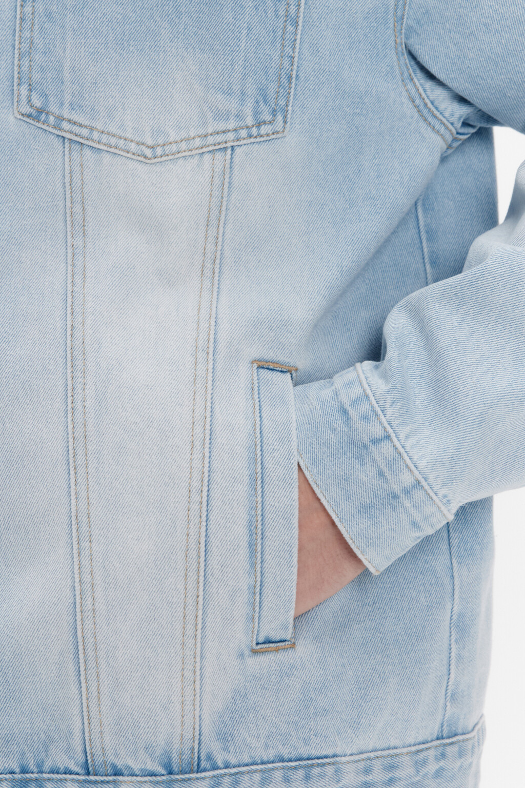 Куртка-рубашка джинсовая с карманами - цвет голубой - 7