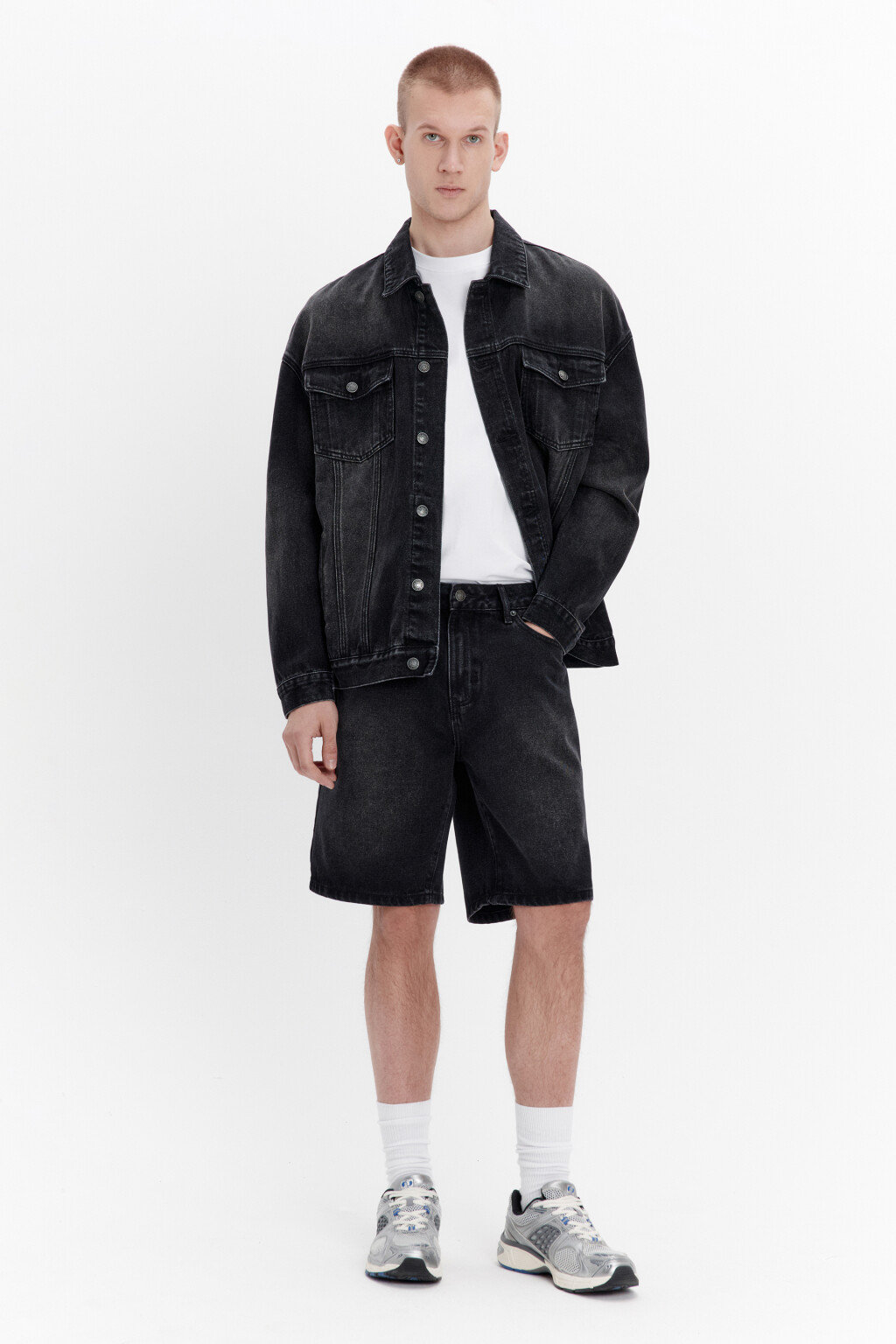 Куртка-рубашка джинсовая с карманами - цвет серый - 5