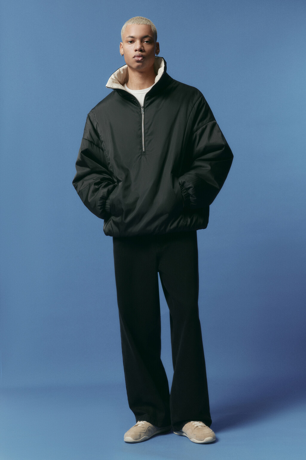 Куртка-анорак утепленная с воротником-стойкой - цвет черный - 6