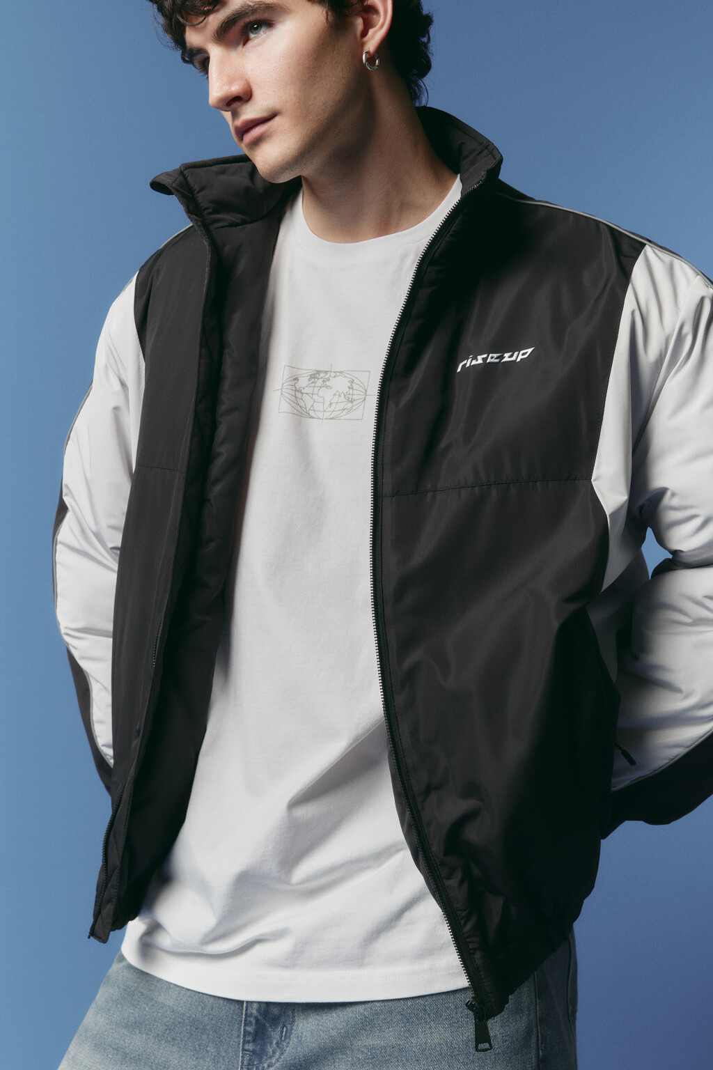 Куртка-олимпийка утепленная с надписью - цвет мультиколор - 1