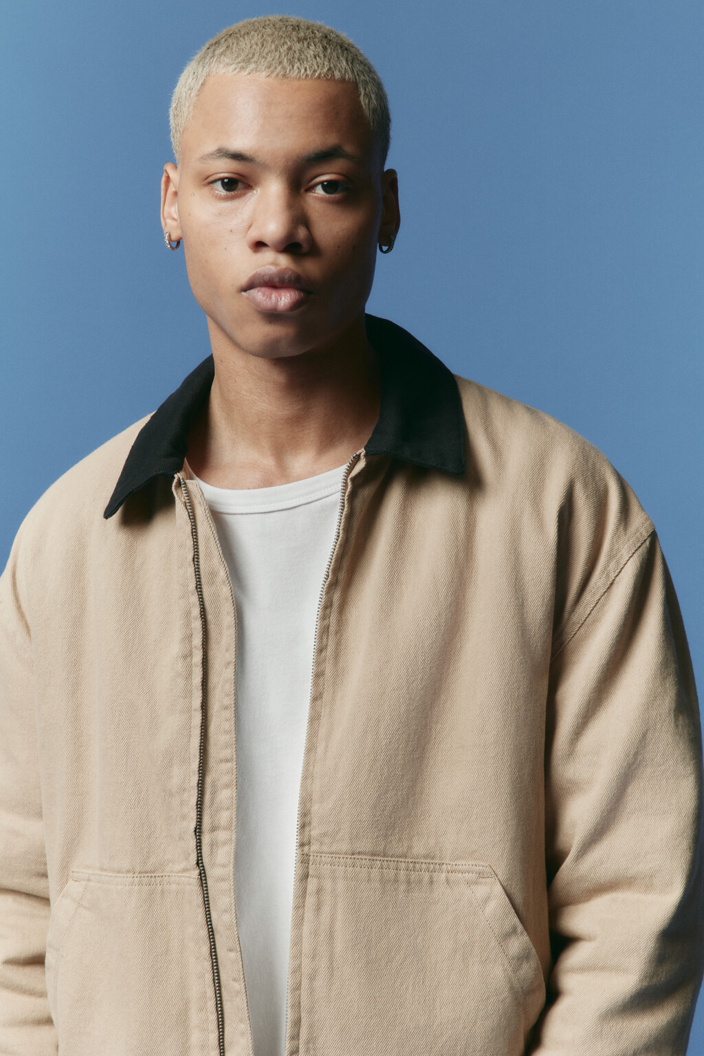 Куртка джинсовая утепленная на молнии - цвет бежевый - 1