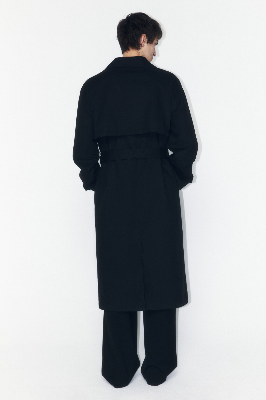 Плащ-тренчкот двубортный с поясом - цвет черный - 3