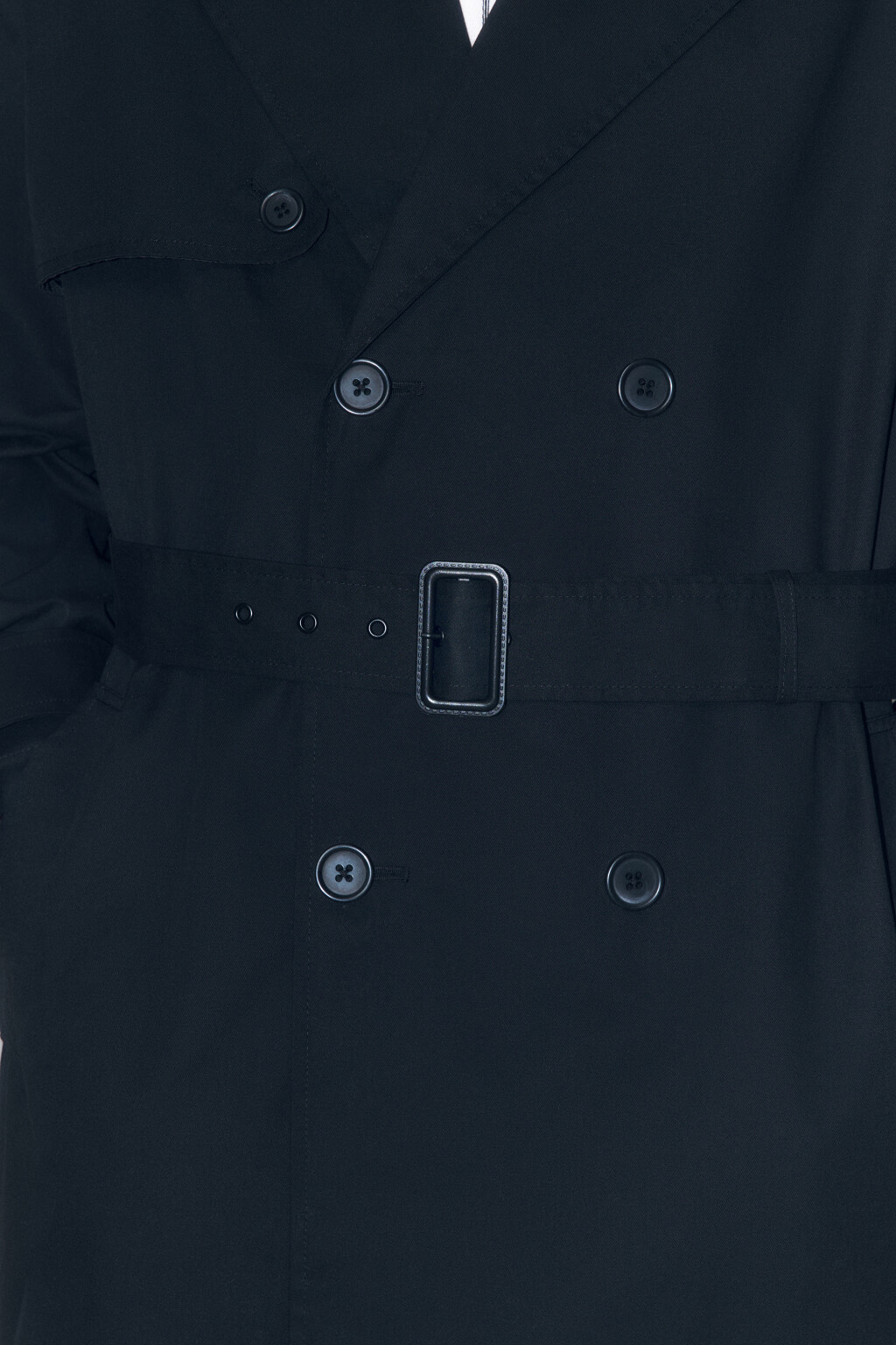 Плащ-тренчкот двубортный с поясом - цвет черный - 5