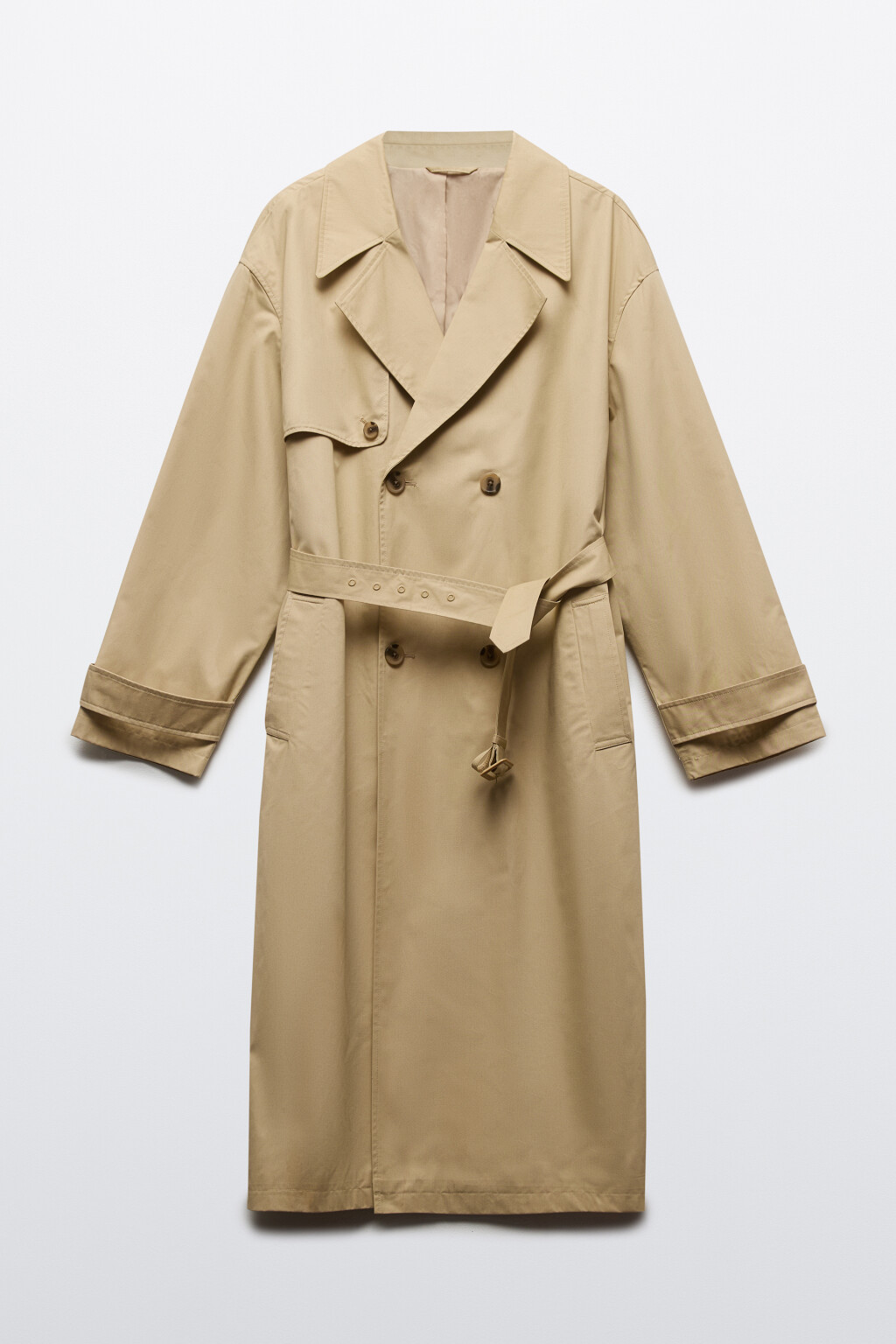 Плащ-тренчкот двубортный с поясом - цвет бежевый - 8