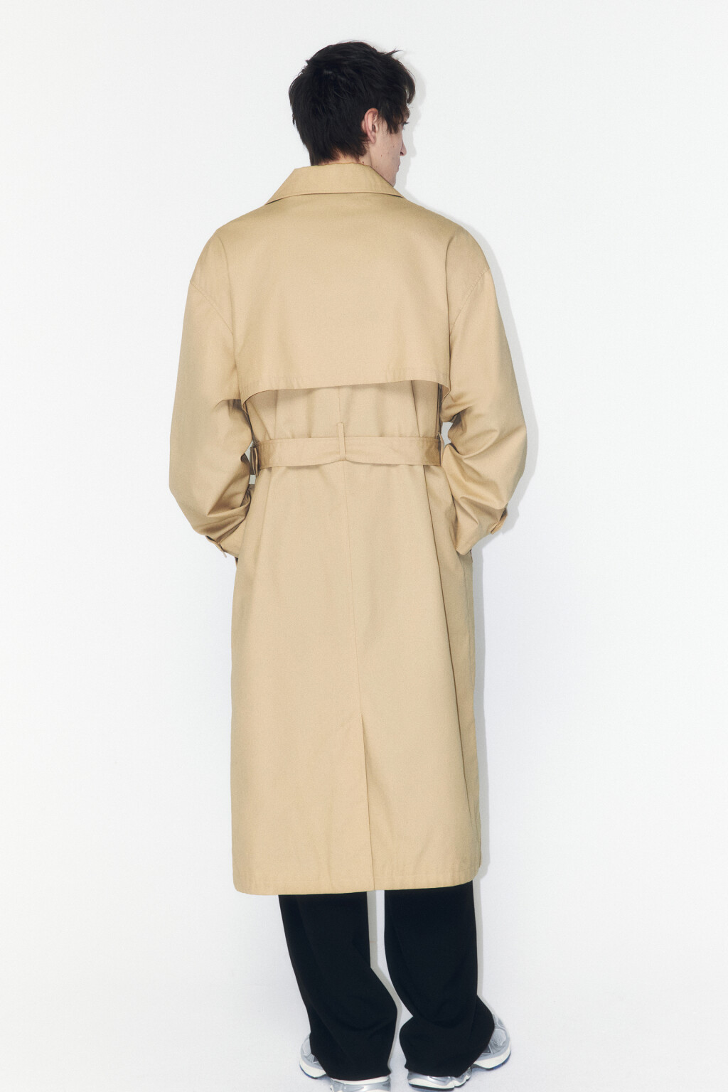 Плащ-тренчкот двубортный с поясом - цвет бежевый - 3