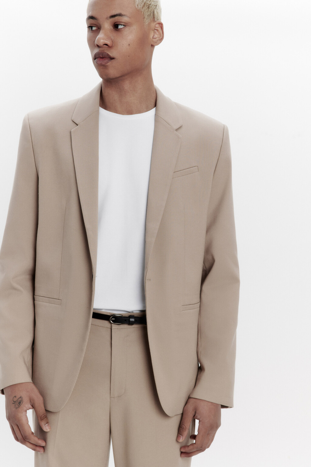 Пиджак однобортный приталенный - цвет бежевый - 1