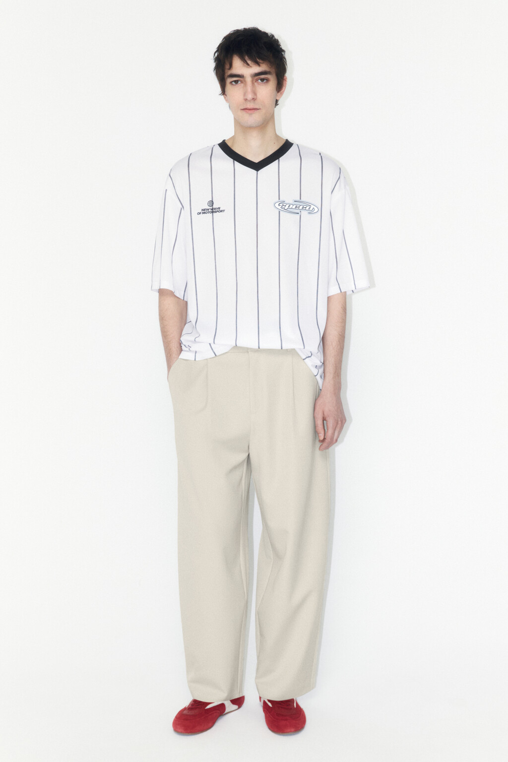 Брюки-бананы костюмные с резинкой на поясе - цвет бежевый - 5