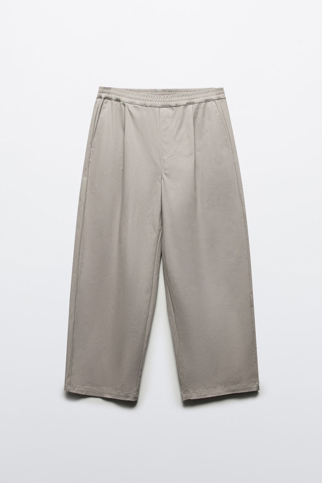 Брюки широкие хлопковые с поясом-резинкой - цвет серый - 7