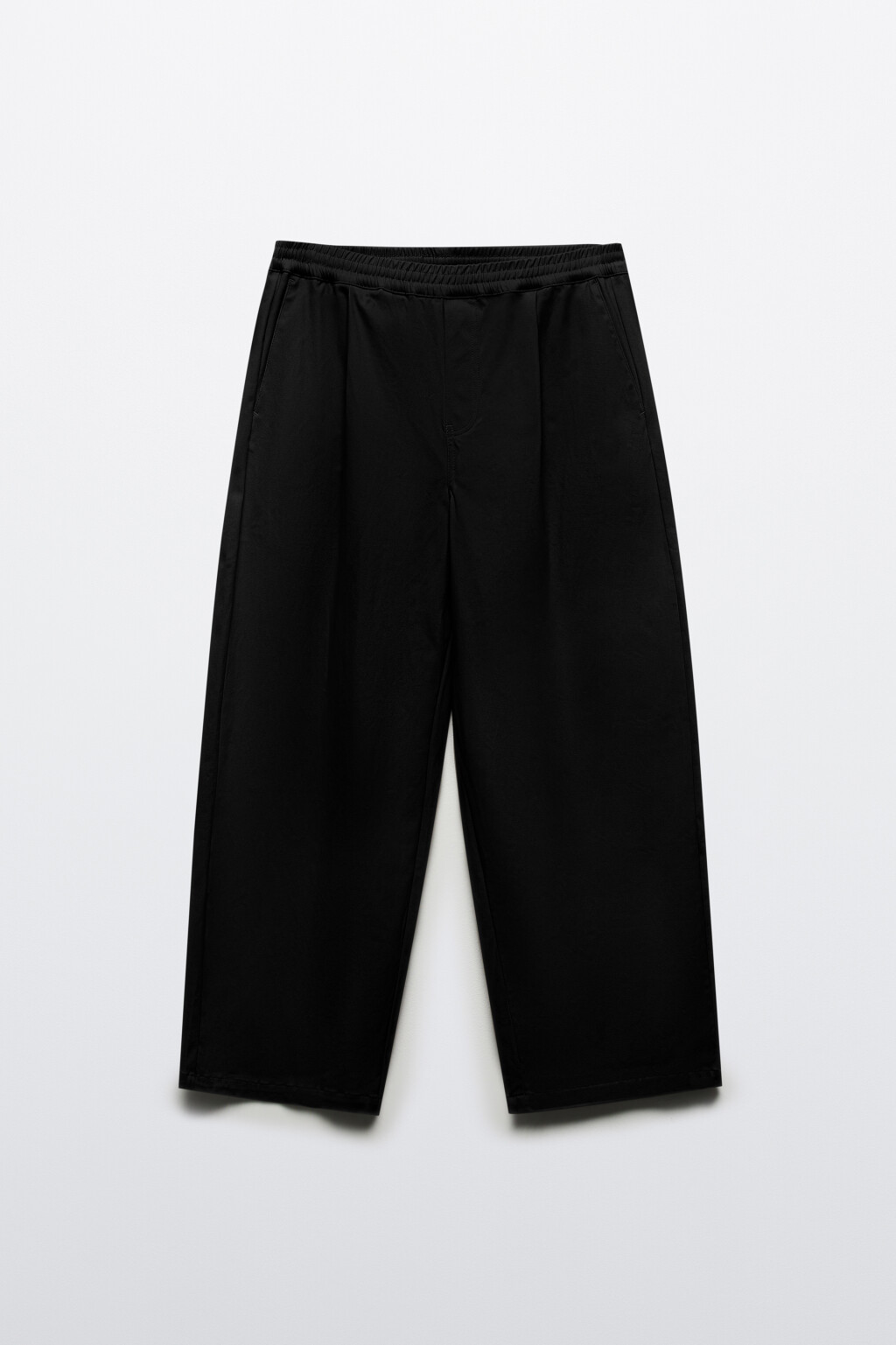 Брюки широкие хлопковые с поясом-резинкой - цвет черный - 7