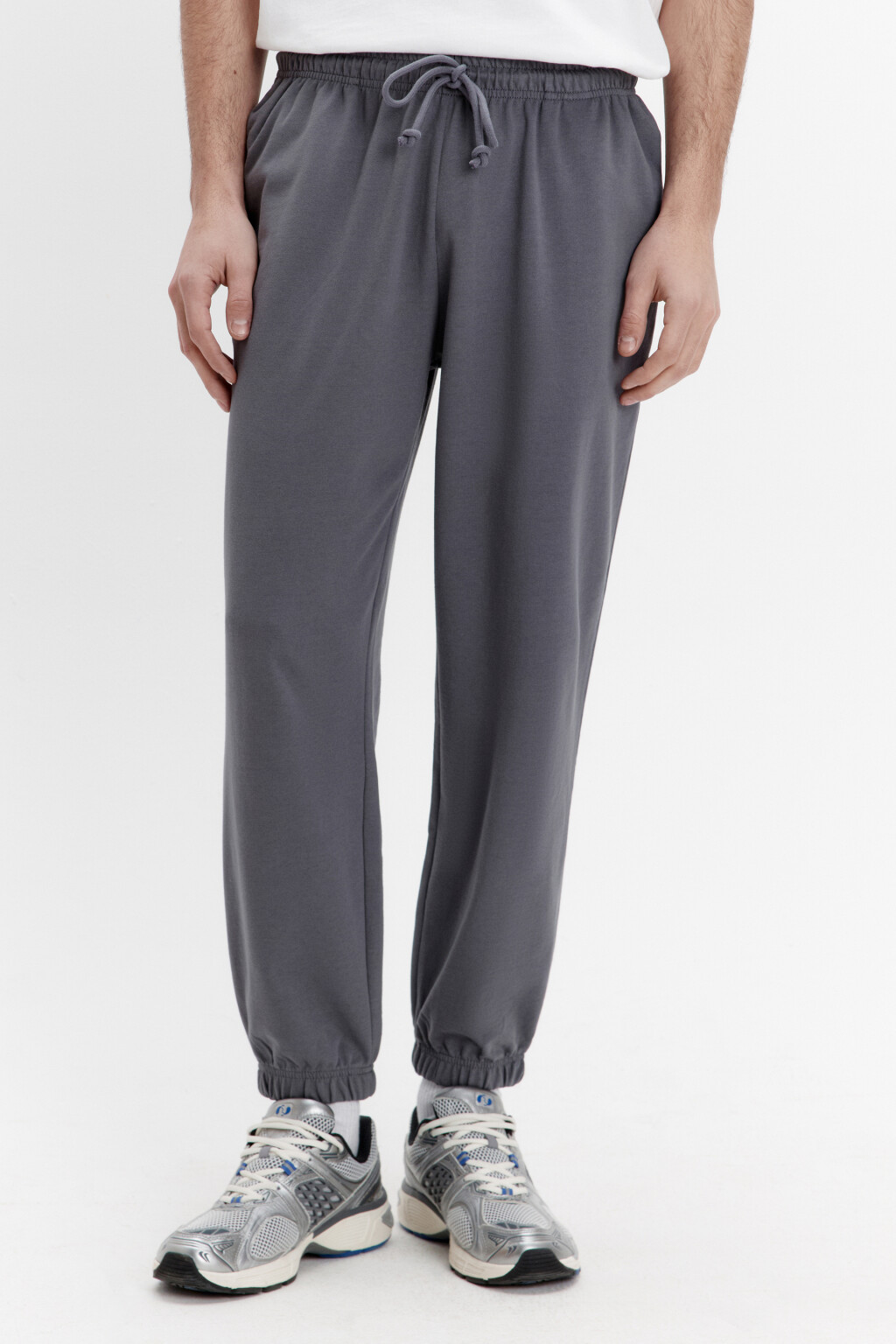 Брюки-джоггеры из хлопкового текстиля - цвет серый - 2