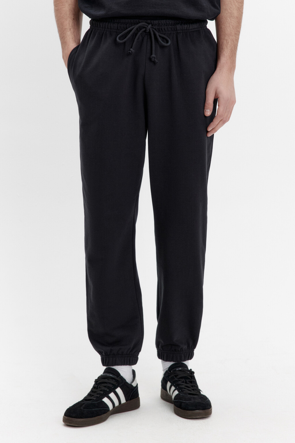Брюки-джоггеры из хлопкового текстиля - цвет черный - 2