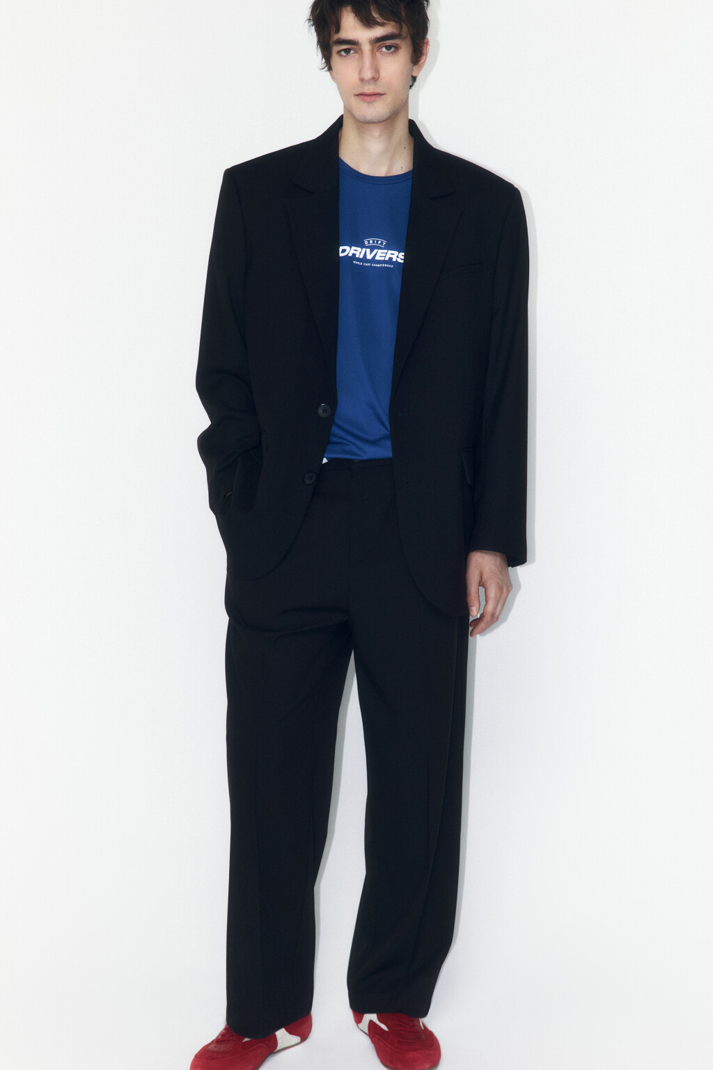 Брюки широкие костюмные со стрелками - цвет черный - 1