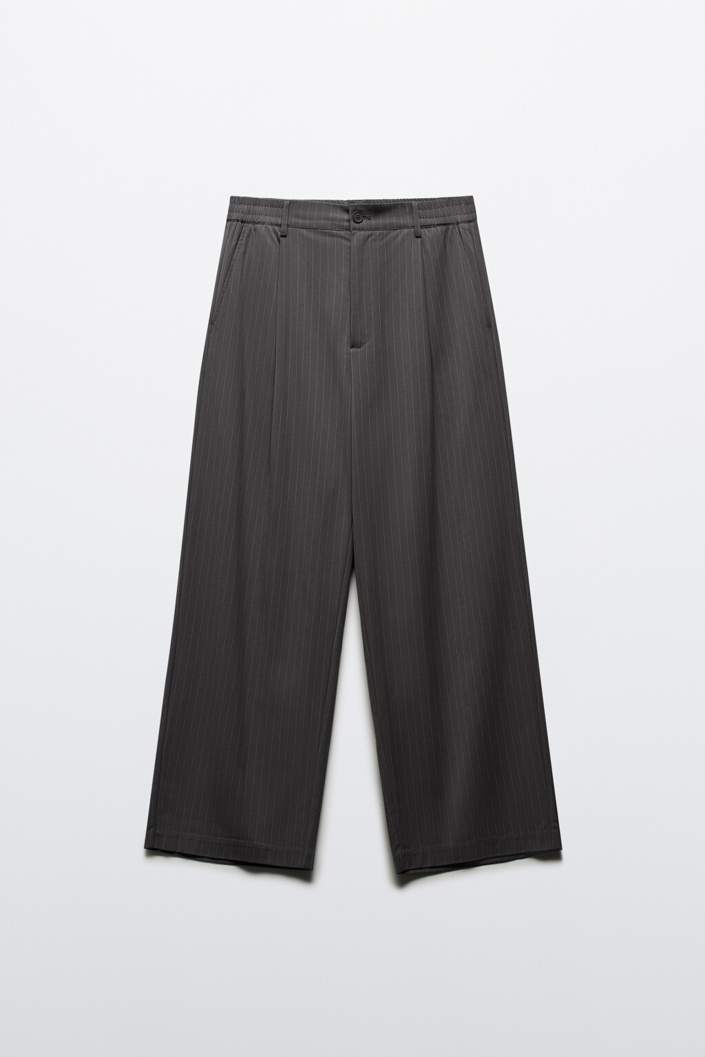 Брюки широкие костюмные со средней посадкой - цвет серый - 7