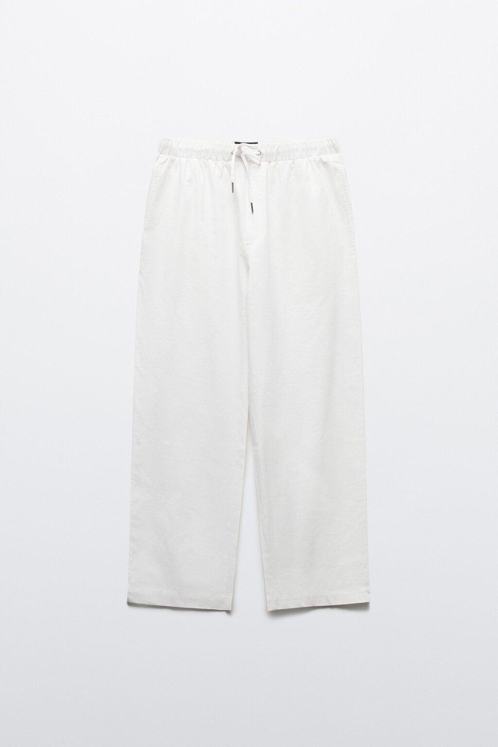 Брюки льняные с поясом на завязках - цвет белый - 9