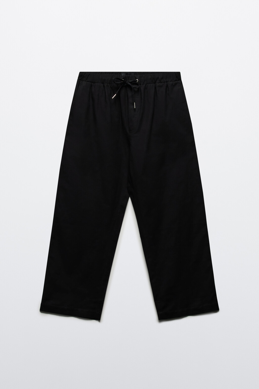 Брюки льняные с поясом на завязках - цвет черный - 7