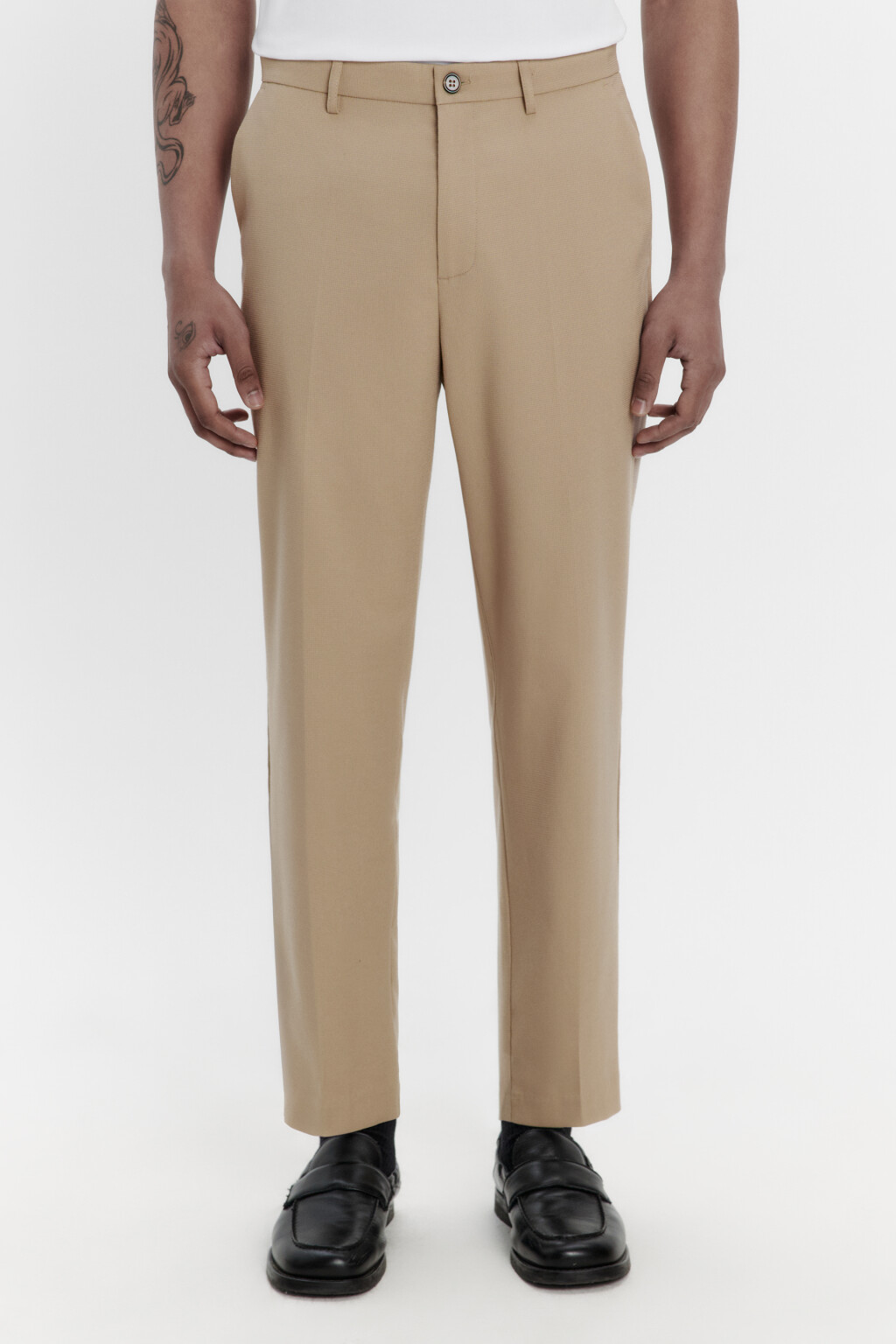 Брюки костюмные зауженные - цвет бежевый - 2