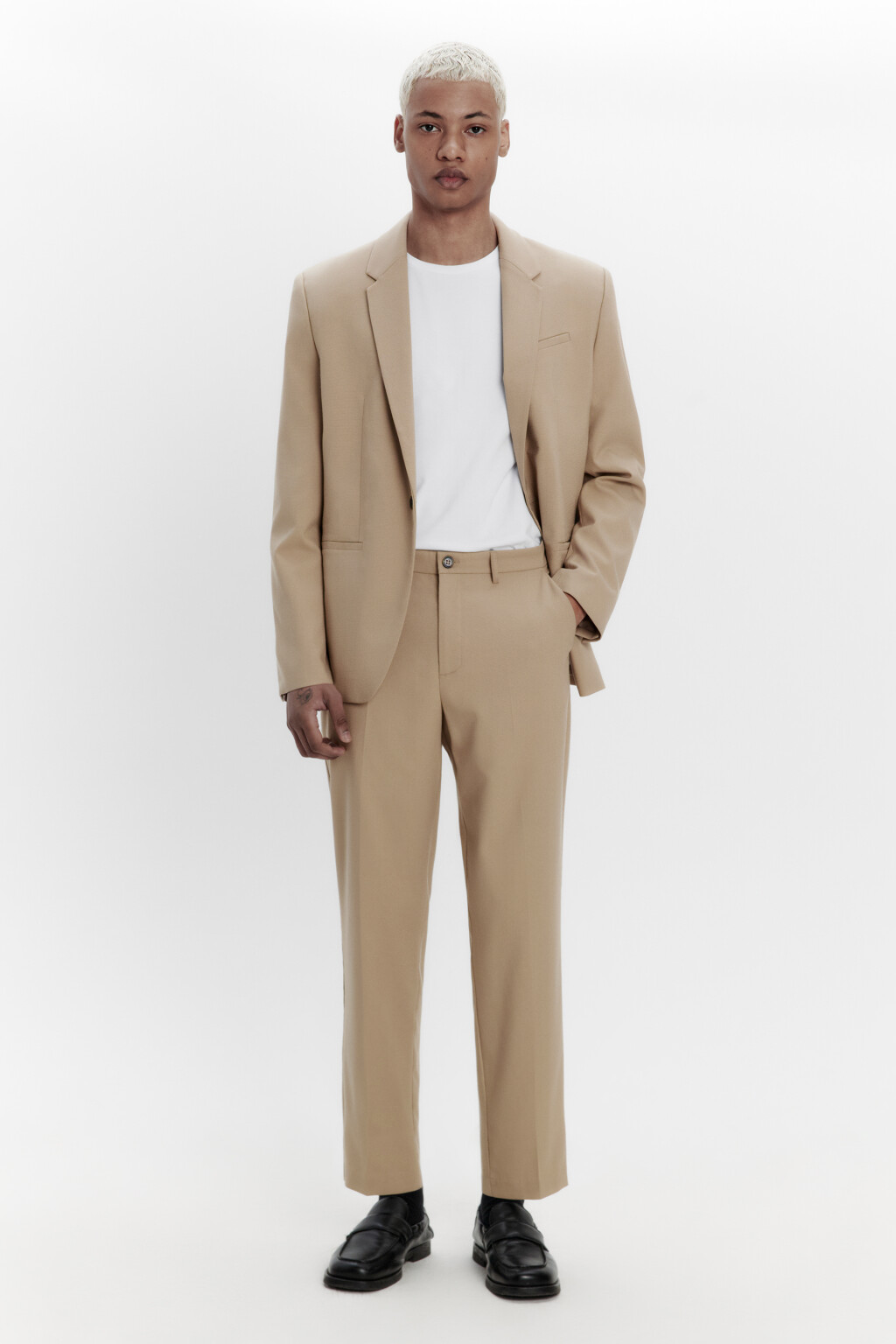 Брюки костюмные зауженные - цвет бежевый - 4