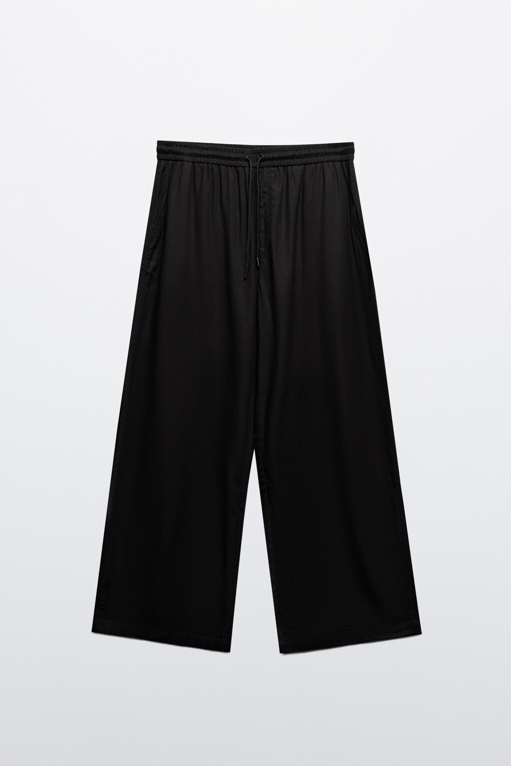 Брюки широкие льняные на завязках - цвет черный - 7