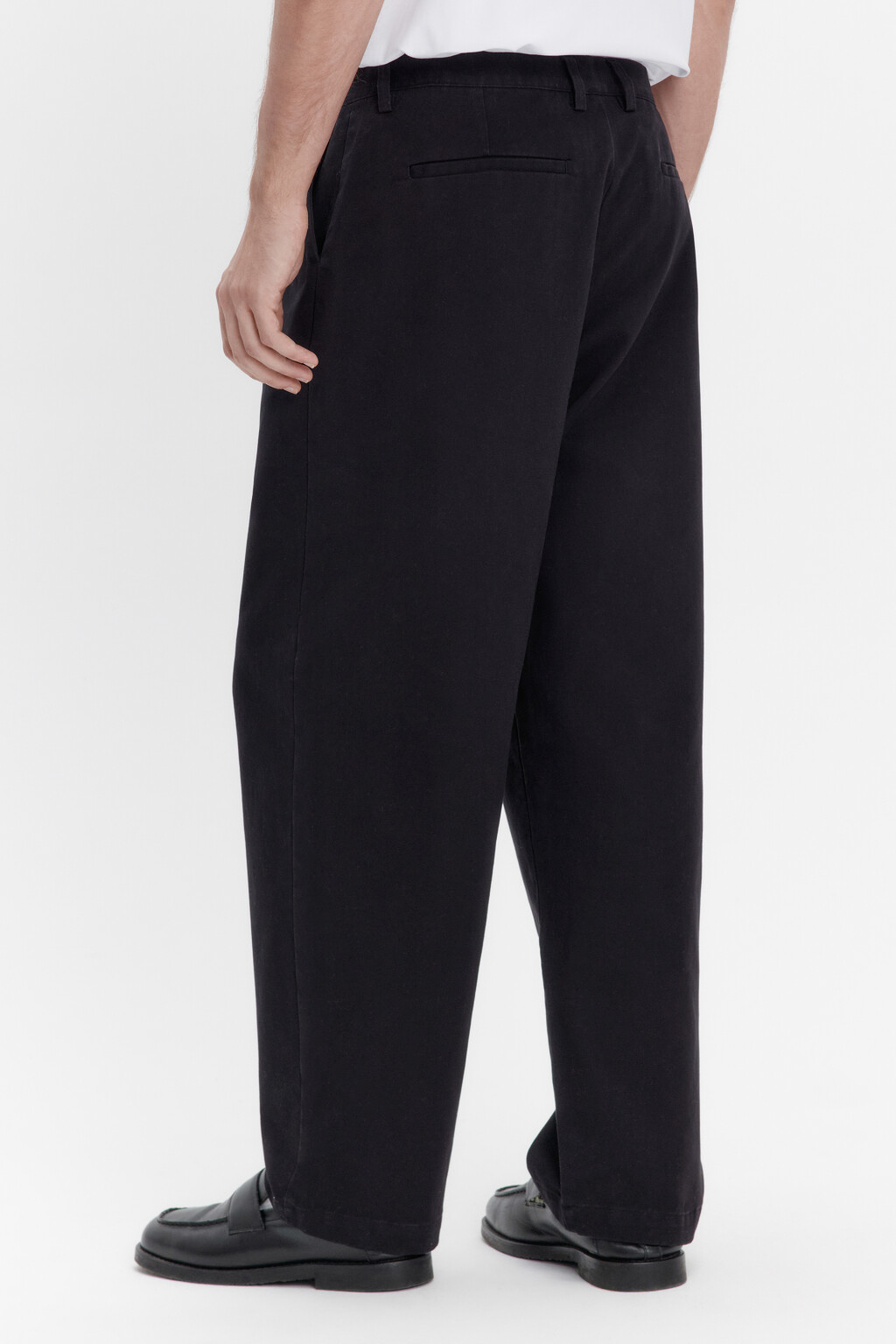 Брюки прямые из хлопкового текстиля - цвет черный - 3