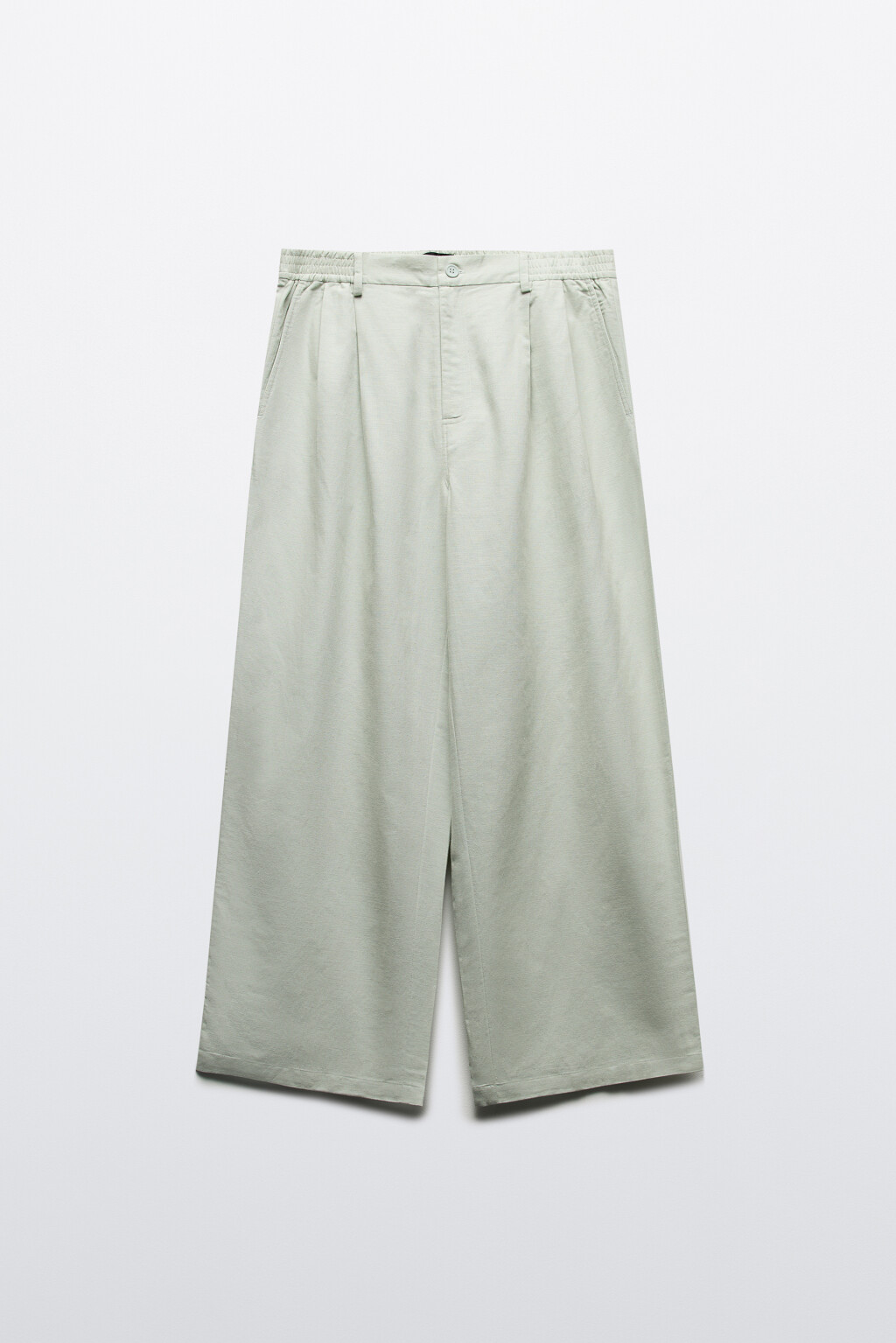 Брюки костюмные из льняной ткани - цвет зеленый - 7