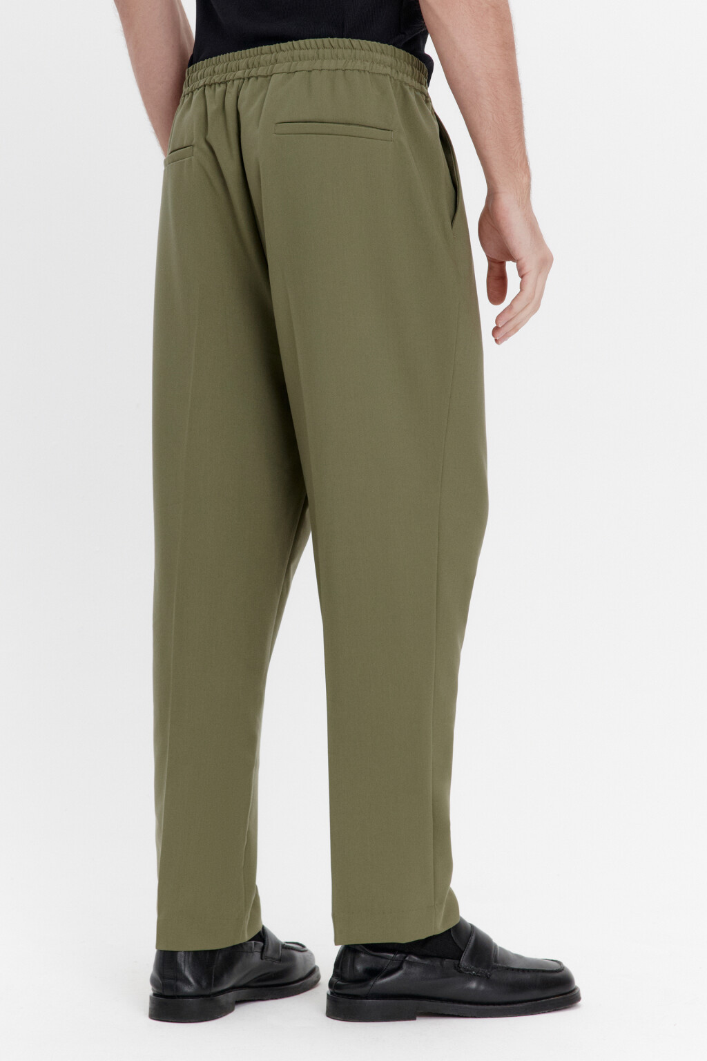 Брюки костюмные с поясом на завязках - цвет зеленый - 3