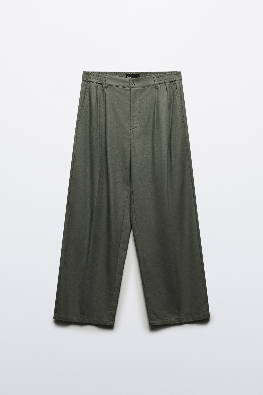 Брюки льняные с резинкой на поясе - цвет зеленый - 8