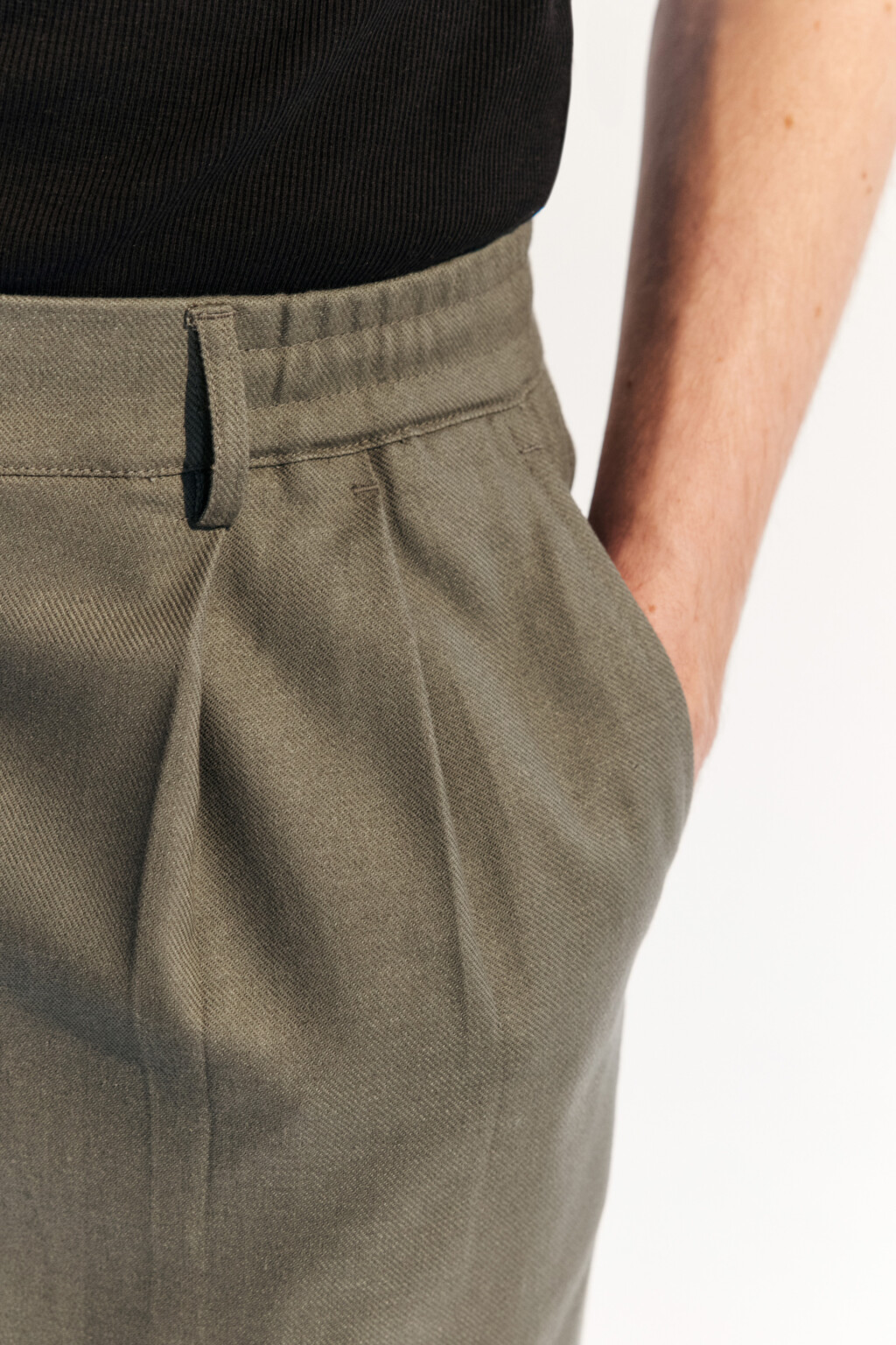Брюки льняные с резинкой на поясе - цвет зеленый - 7