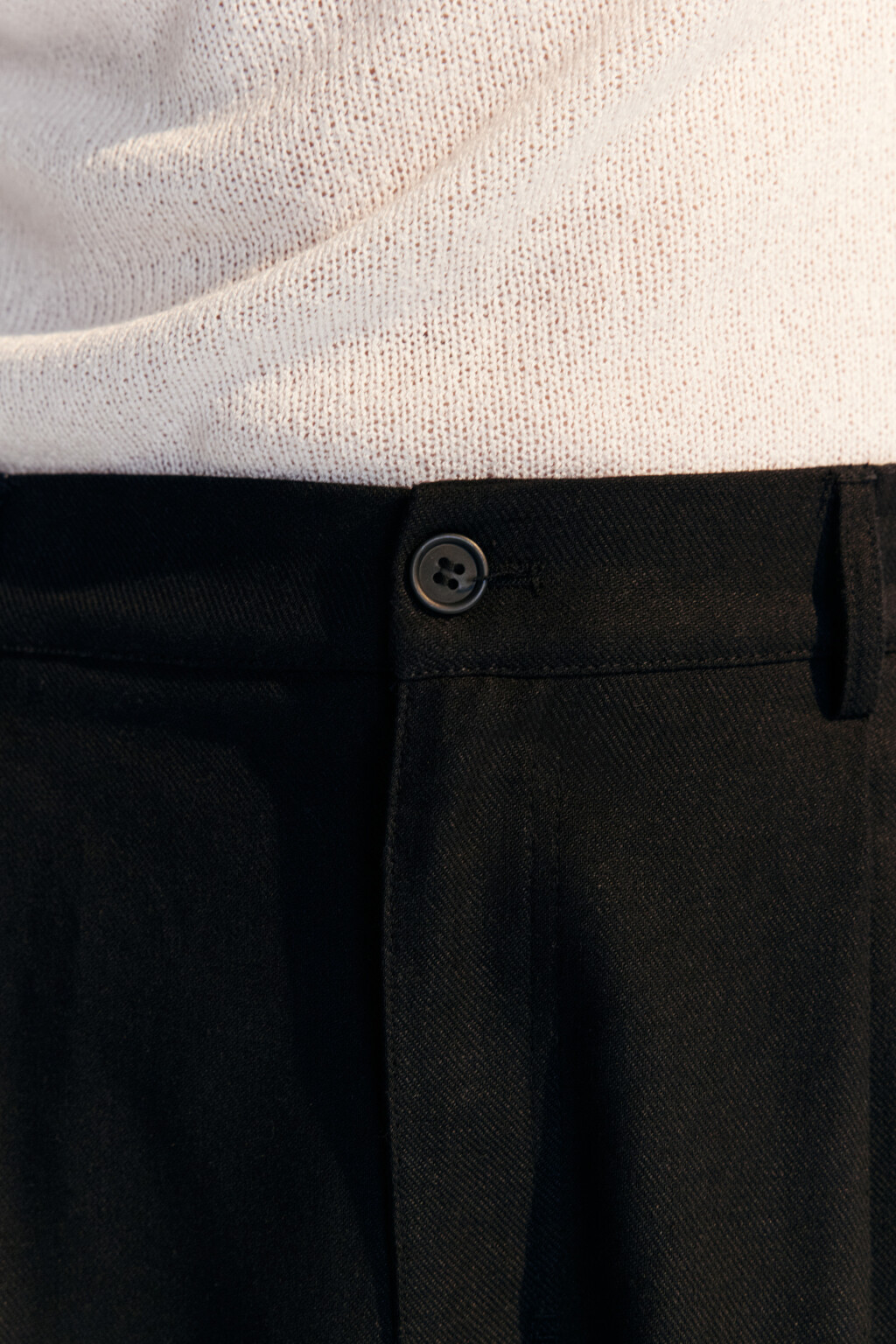 Брюки льняные с резинкой на поясе - цвет черный - 5