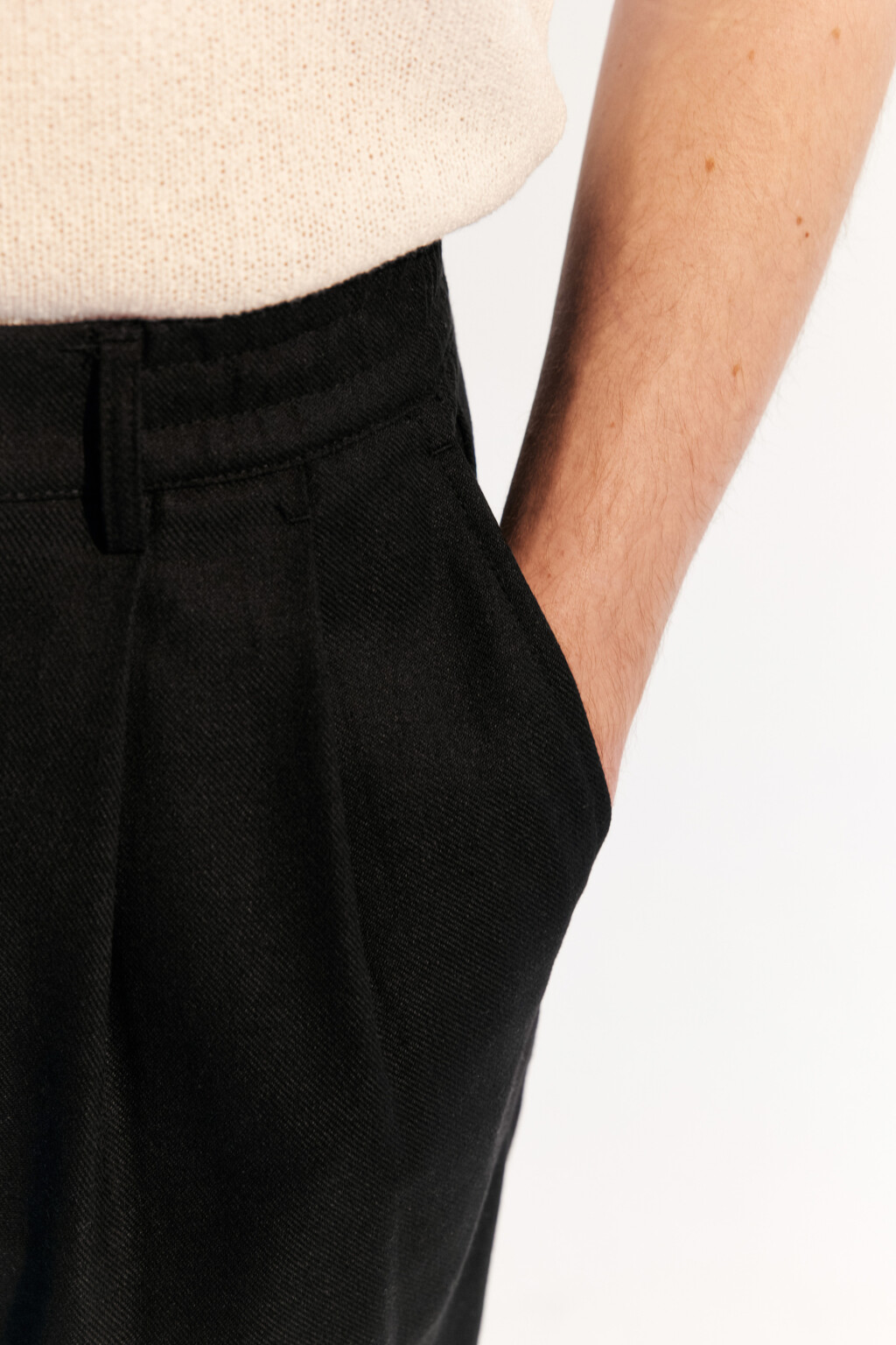 Брюки льняные с резинкой на поясе - цвет черный - 6