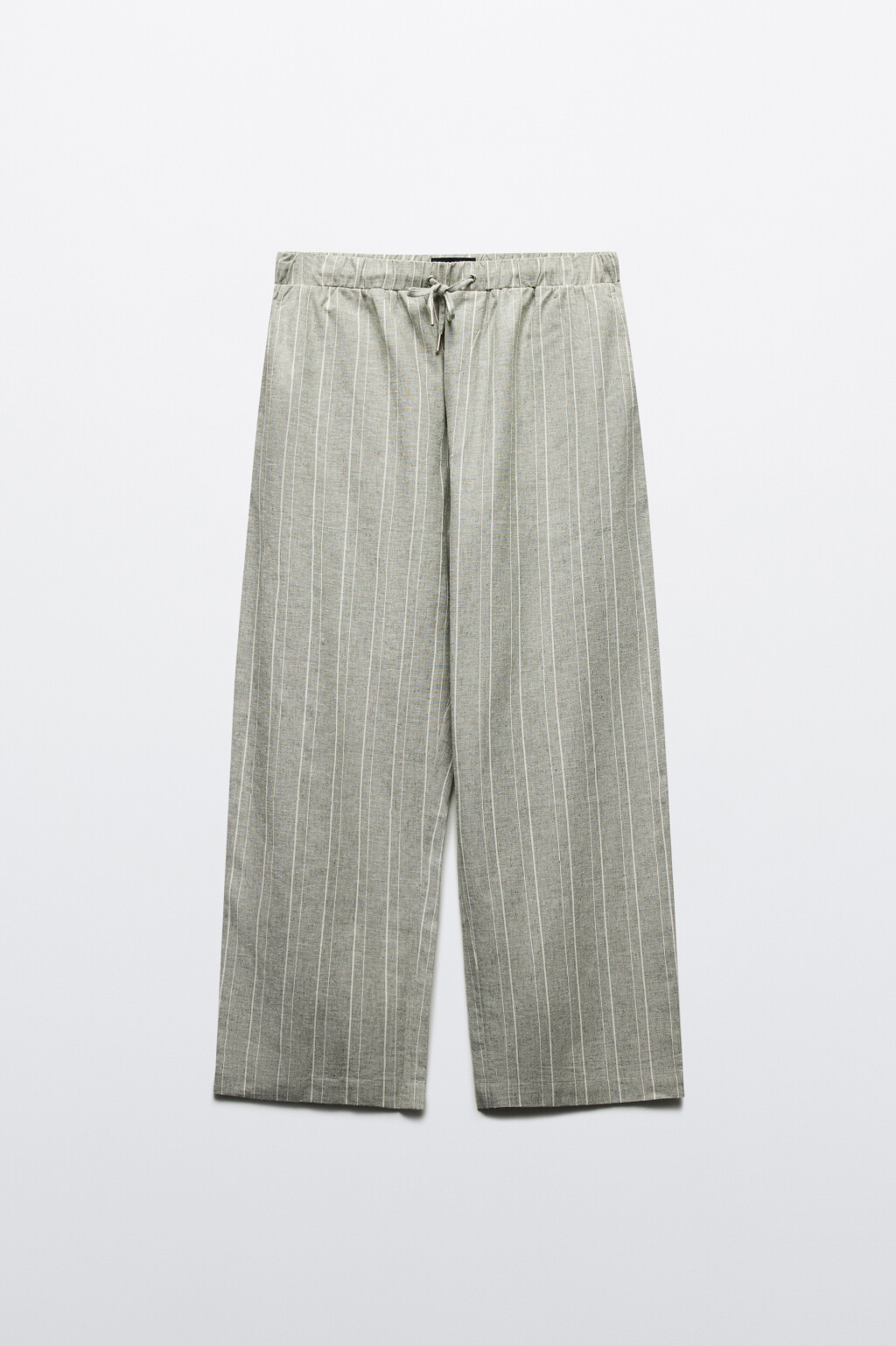 Брюки льняные в полоску - цвет зеленый - 8