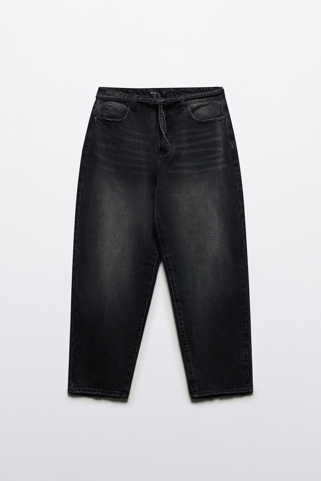 Джинсы-бананы со шнурком в поясе - цвет серый - 7