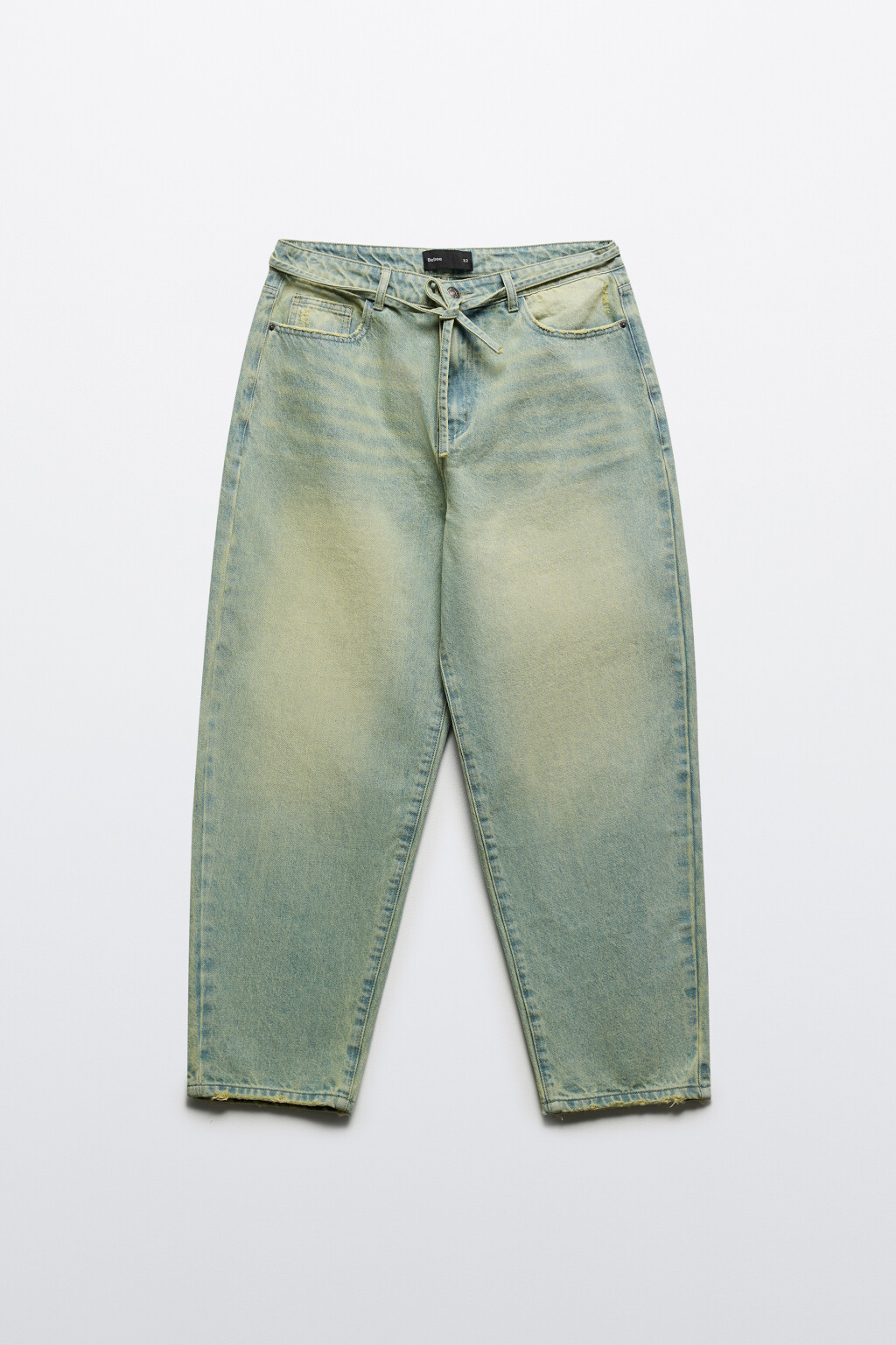 Джинсы-бананы со шнурком в поясе - цвет зеленый - 7