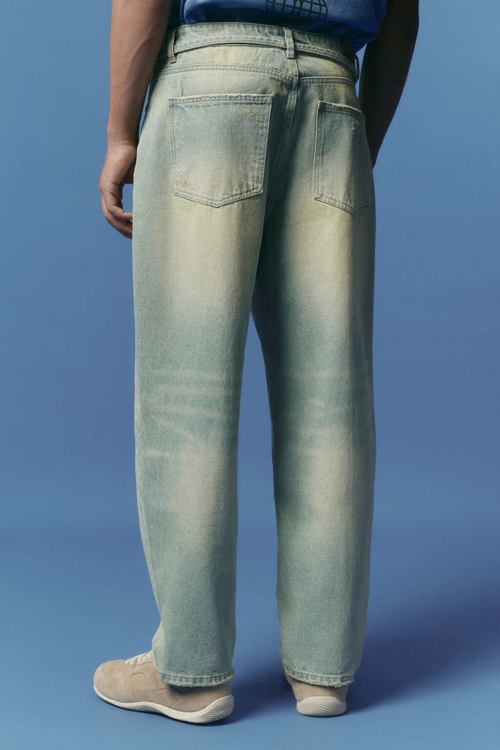 Джинсы-бананы со шнурком в поясе - цвет зеленый - 3