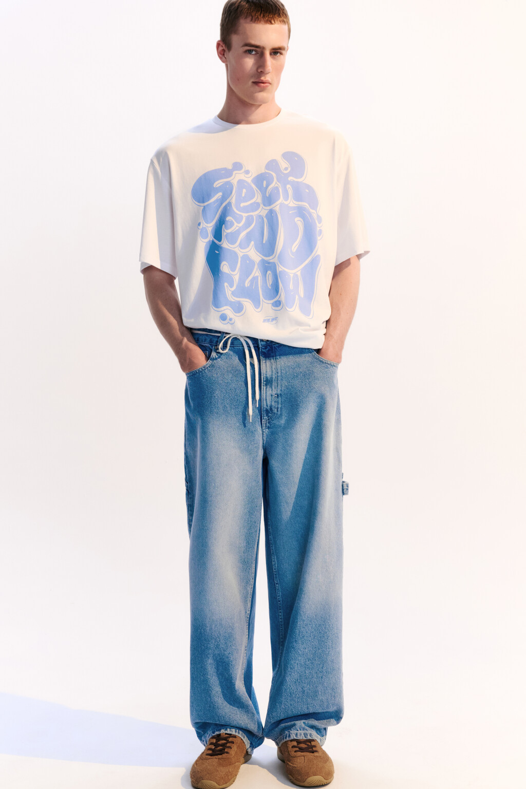 Джинсы carpenter fit с накладными карманами - цвет голубой - 1