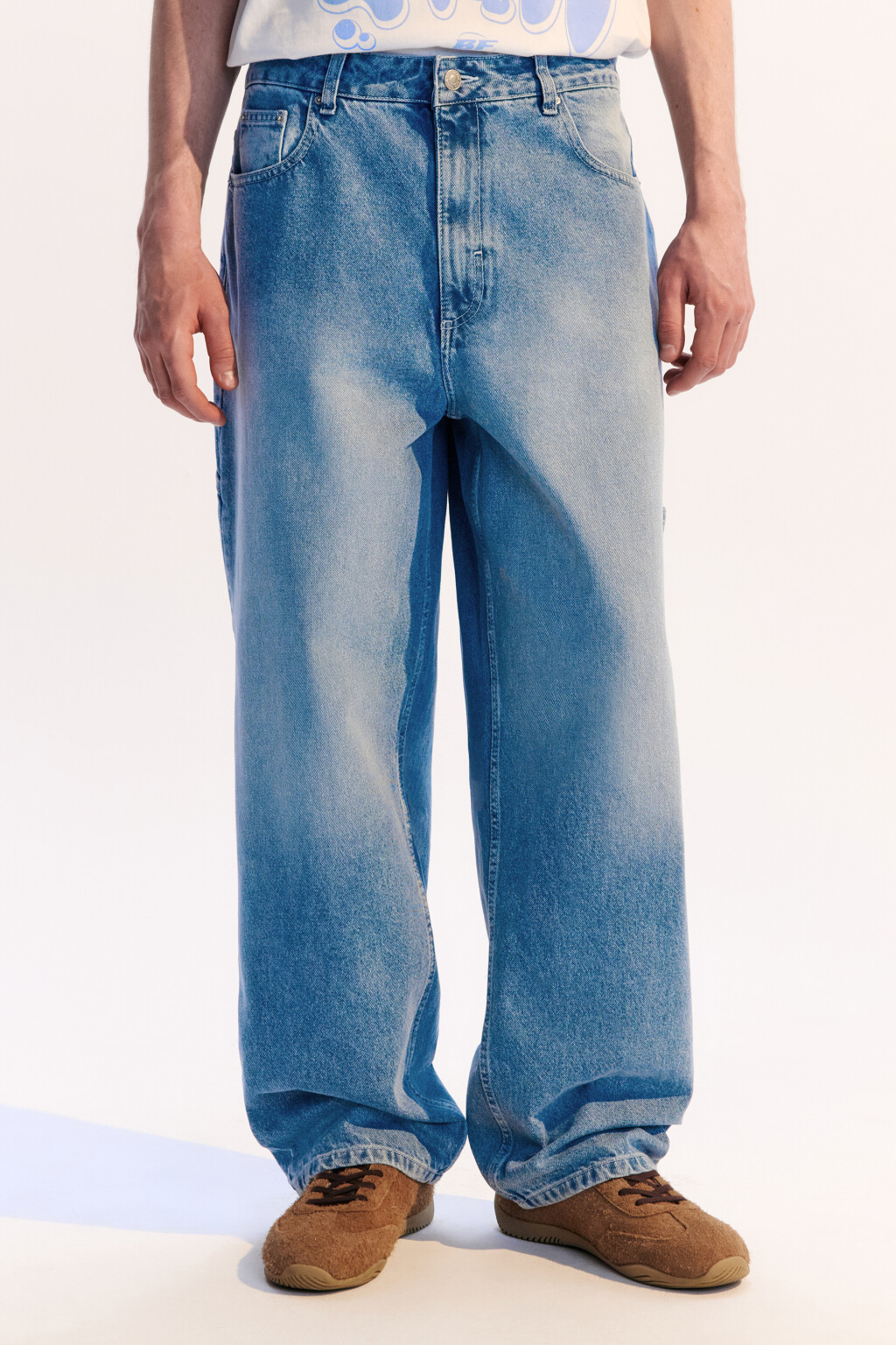 Джинсы carpenter fit с накладными карманами - цвет голубой - 2