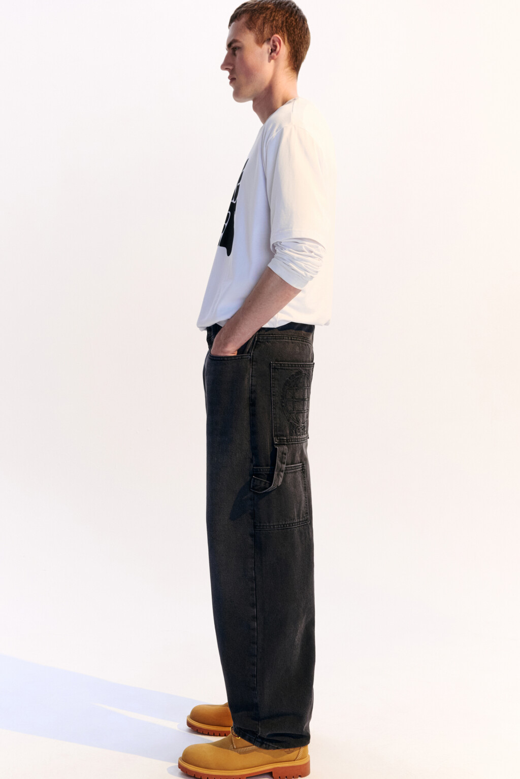 Джинсы carpenter fit с накладными карманами - цвет серый - 1