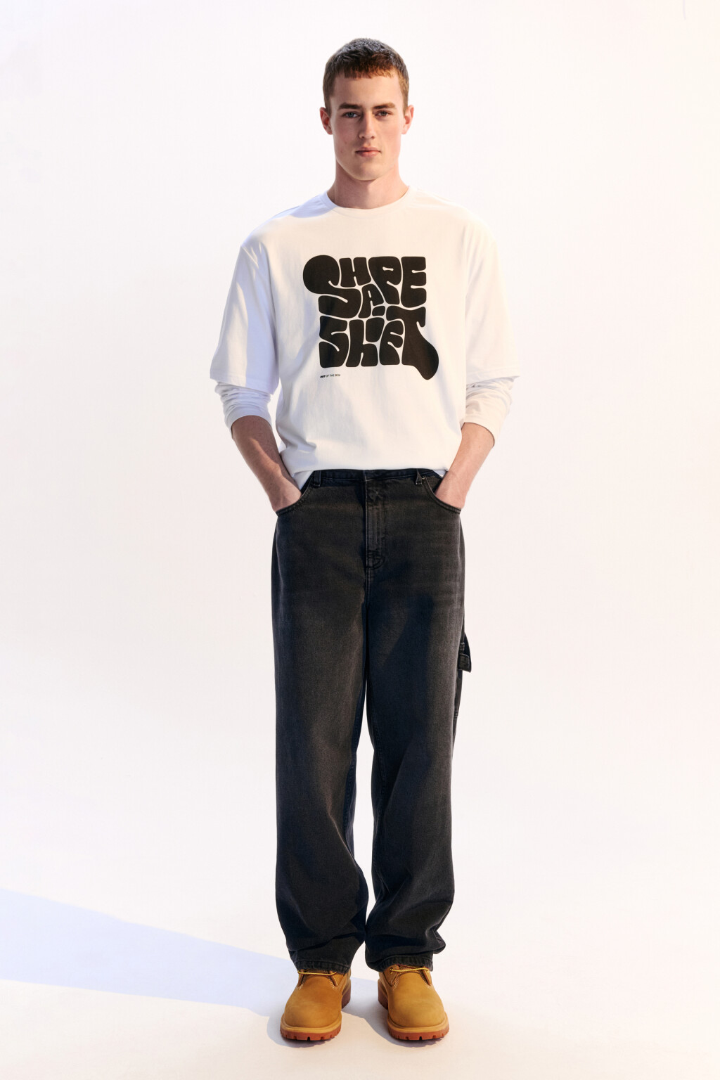 Джинсы carpenter fit с накладными карманами - цвет серый - 4