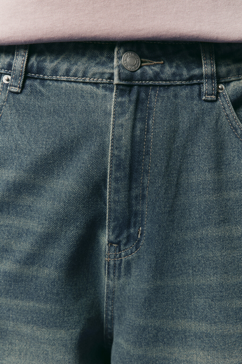 Джинсы широкие с вареным эффектом - цвет голубой - 6