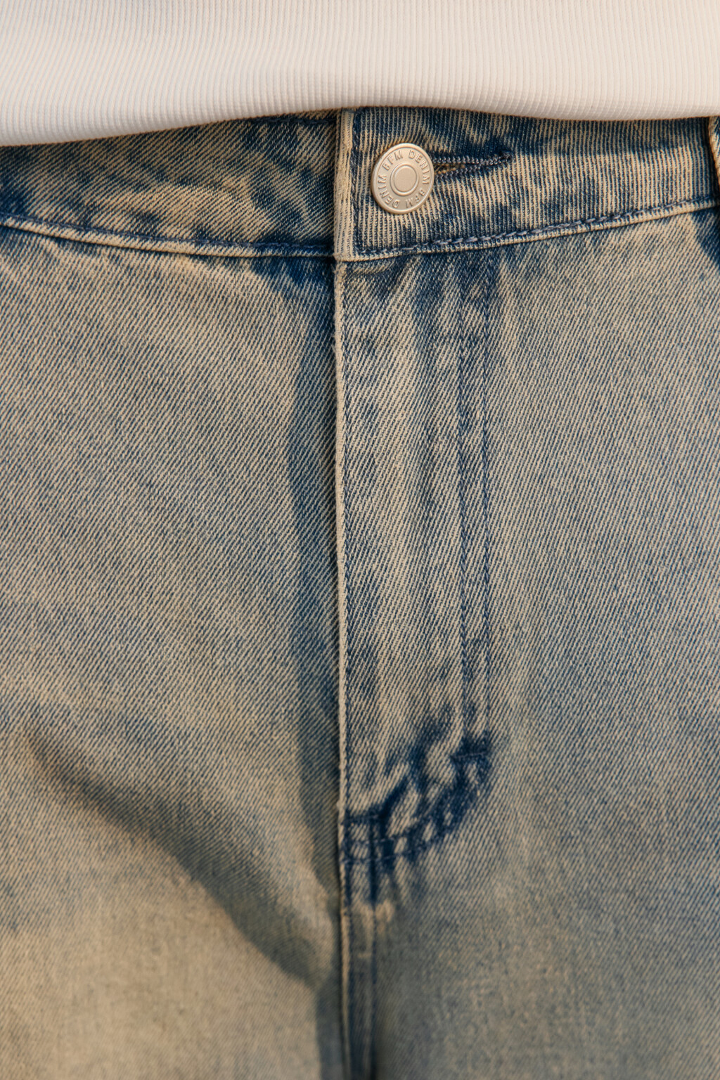 Джинсы широкие с эффектом масляной стирки - цвет голубой - 5