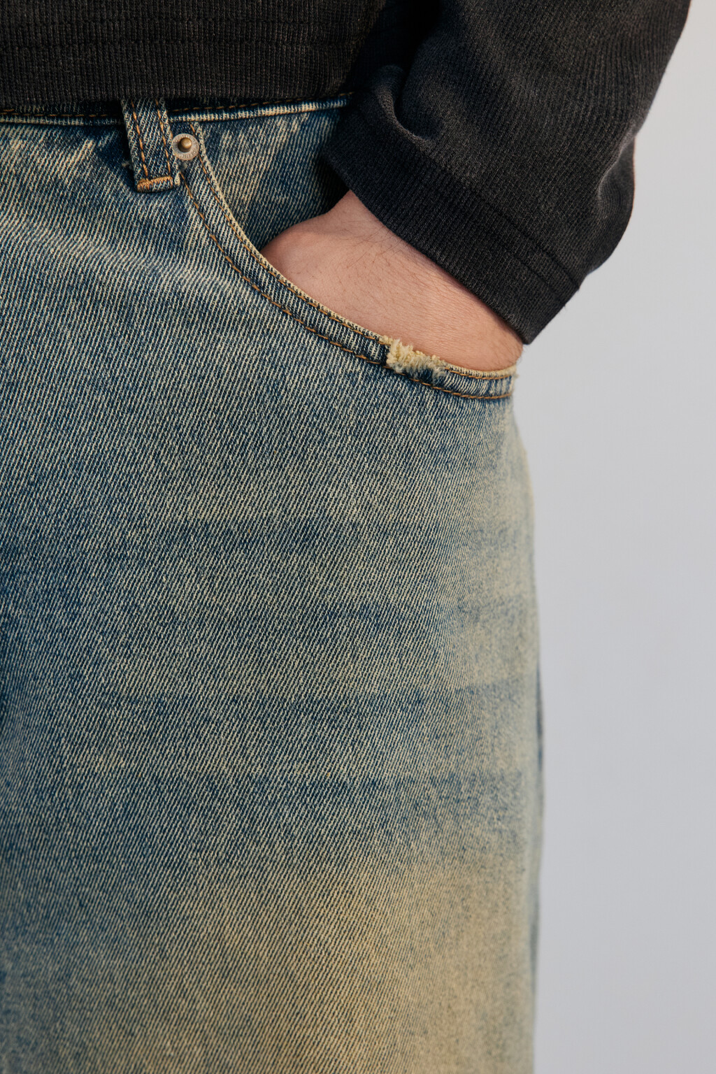 Джинсы широкие с эффектом масляной стирки - цвет синий - 7