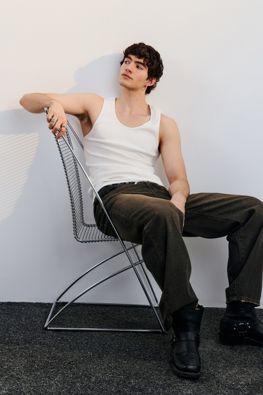 Джинсы широкие с эффектом масляной стирки - цвет серый - 2