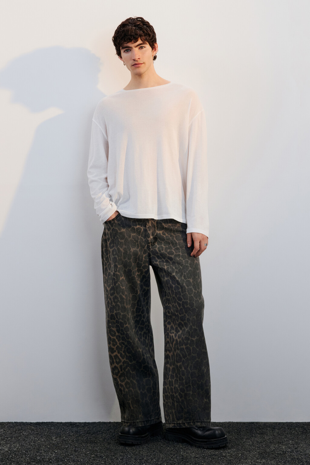 Джинсы широкие с леопардовым принтом - цвет мультиколор - 4