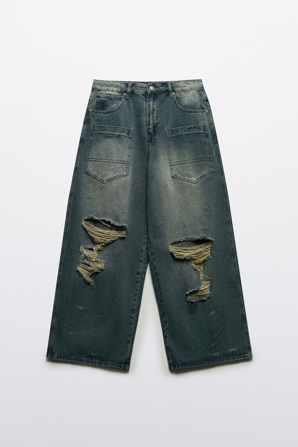 Джинсы экстраширокие рваные - цвет голубой - 8